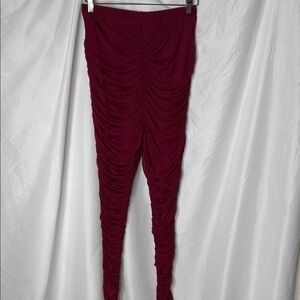 Ruched Burgundy Leggings